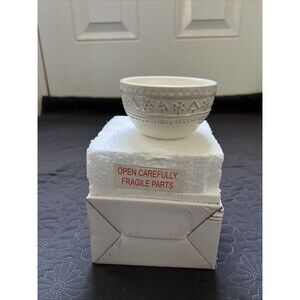 Vintage Hallmark Christmas White Dip Bowl Snowflakes Tree Holiday NIB Home Dish